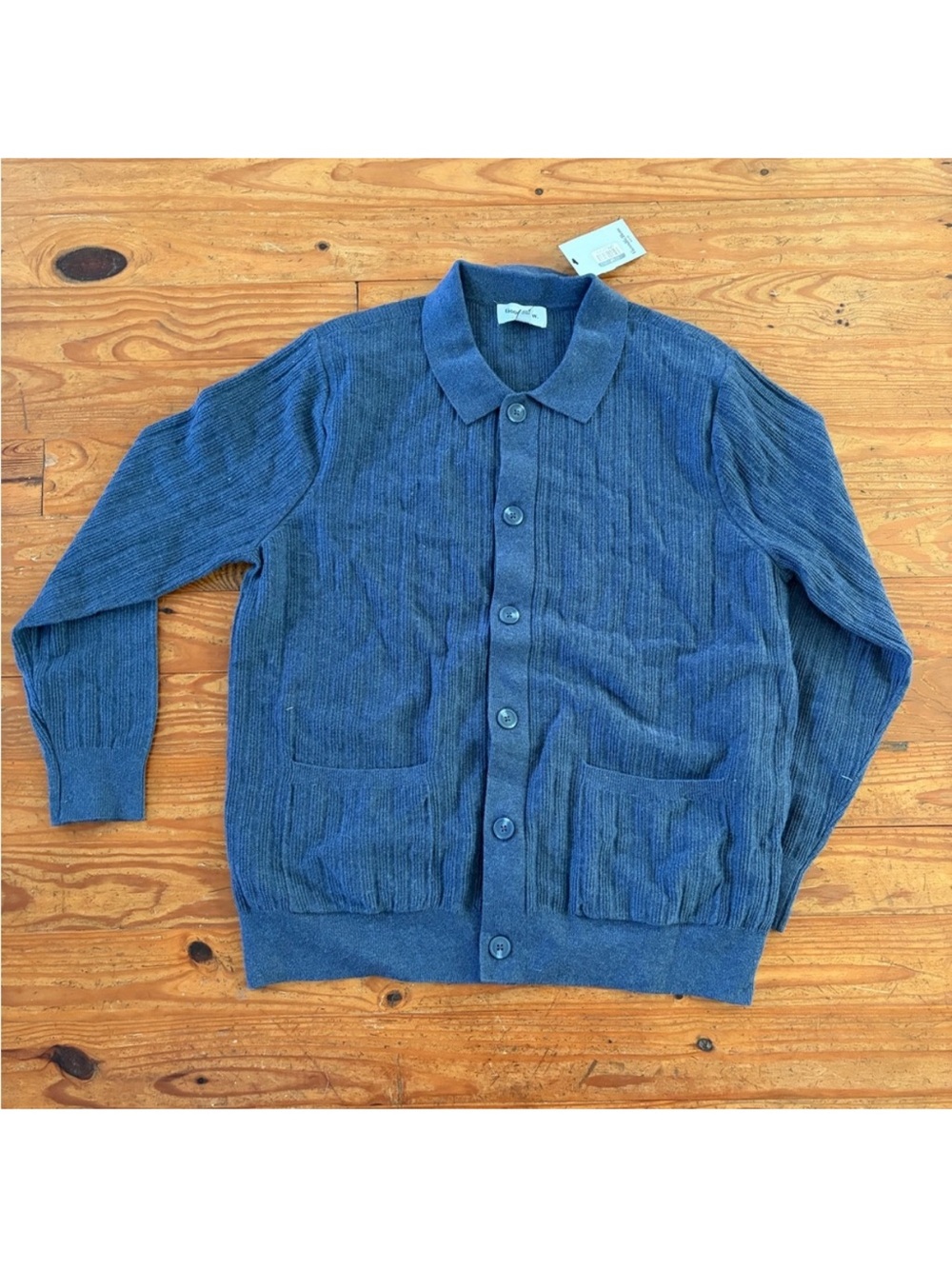 Goodfellow & Co Heather Blue Ribbed Button Cardigan